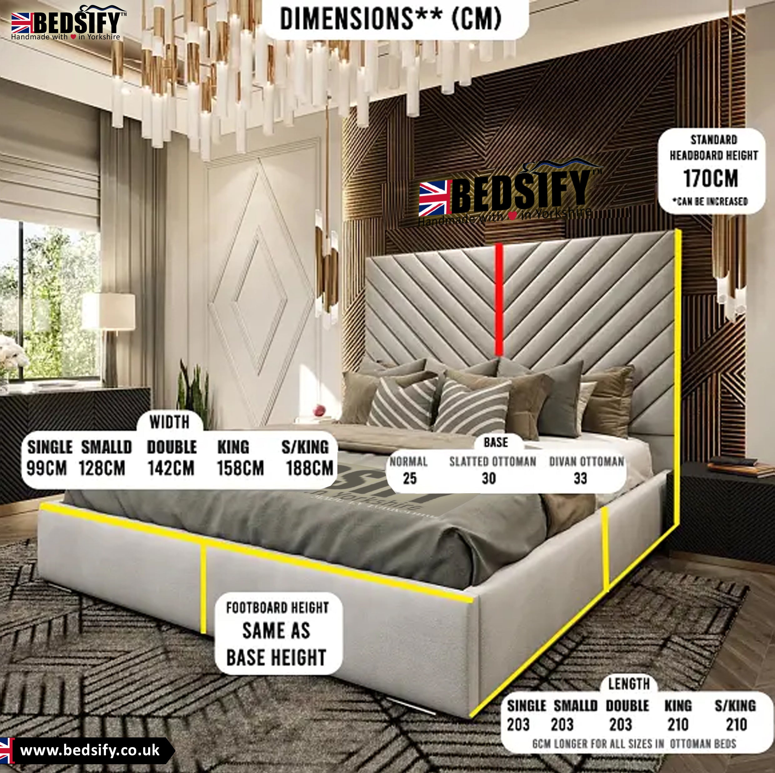 2025 Silver Fern Bed with High Headboard (2-Piece Headboard)